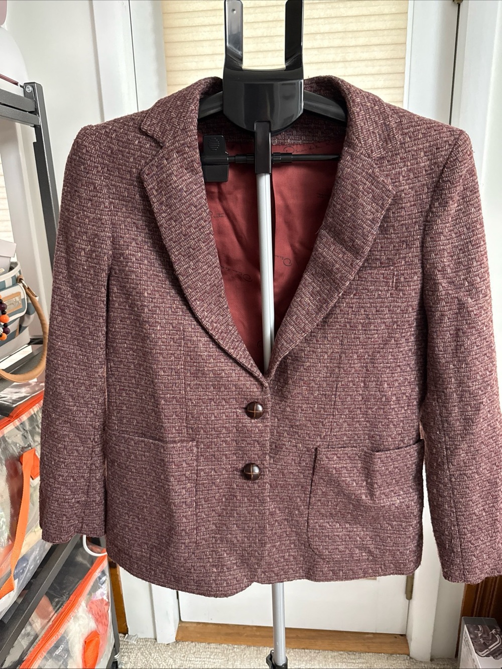 Vintage Dark Academia Women’s Oscar de la Renta tweed Blazer tailored P2P ~19”